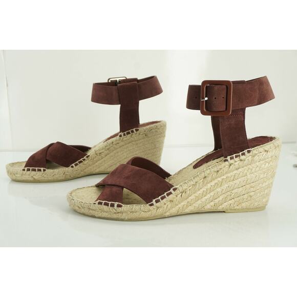 Vince Stefania Suede Platform Wedge Espadrille Sandal SZ 10 New Cross Strap $295 - Picture 5 of 12